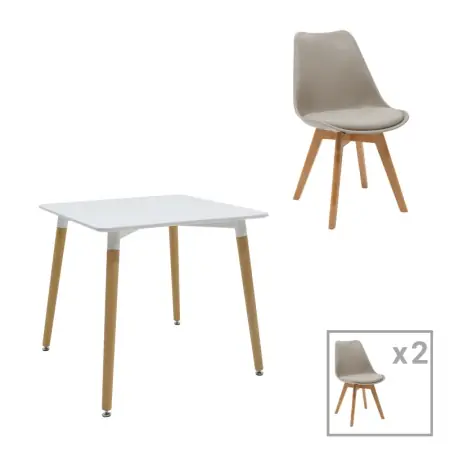 Promoție Set masa si scaune 3 buc Natali-Gaston Pako World Alb 80x80x76 cm