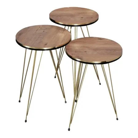 Set masute laterale 3 buc Wakmi Pako World Stejar 33x33x55 cm Ofertă limitată