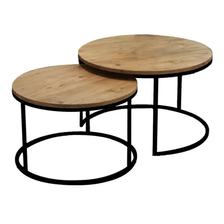 Premium Set 2 masute de cafea Solme Pako World Natural 75x75x45 cm