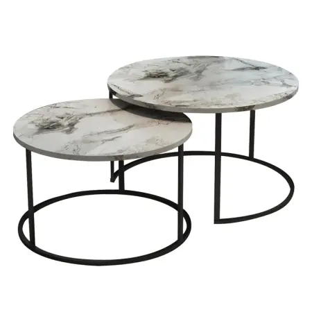 Nu rata Set 2 masute de cafea Solme Pako World Alb 75x75x45 cm