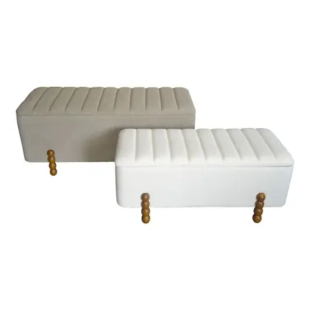 Bestseller Set 2 tabureti cu spatiu depozitare Daph Pako World Bej 110x46x45 cm