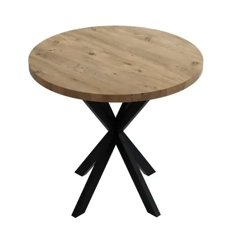 Masa Kalipso din melamina in nuanta naturala si picior din metal negru 70x70x75 cm Doar azi