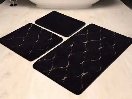 Mai ieftin Set 3 Covorase de Baie Infinity Negru (Acryl)