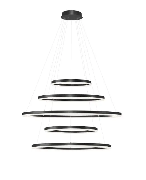 Lustra HALO PENDANT 150+120+100+80+60 CCT Negru + Telecomanda Plată sigură