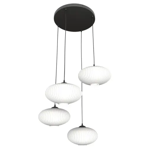 Lustra COCO 4 Negru PREM sticla alba Preț mic