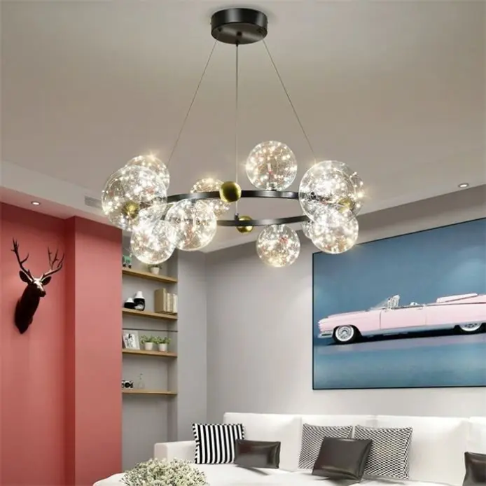 Candelabru LED dormitor 72W Magic Bubbles Negru 60 Ofertă limitată