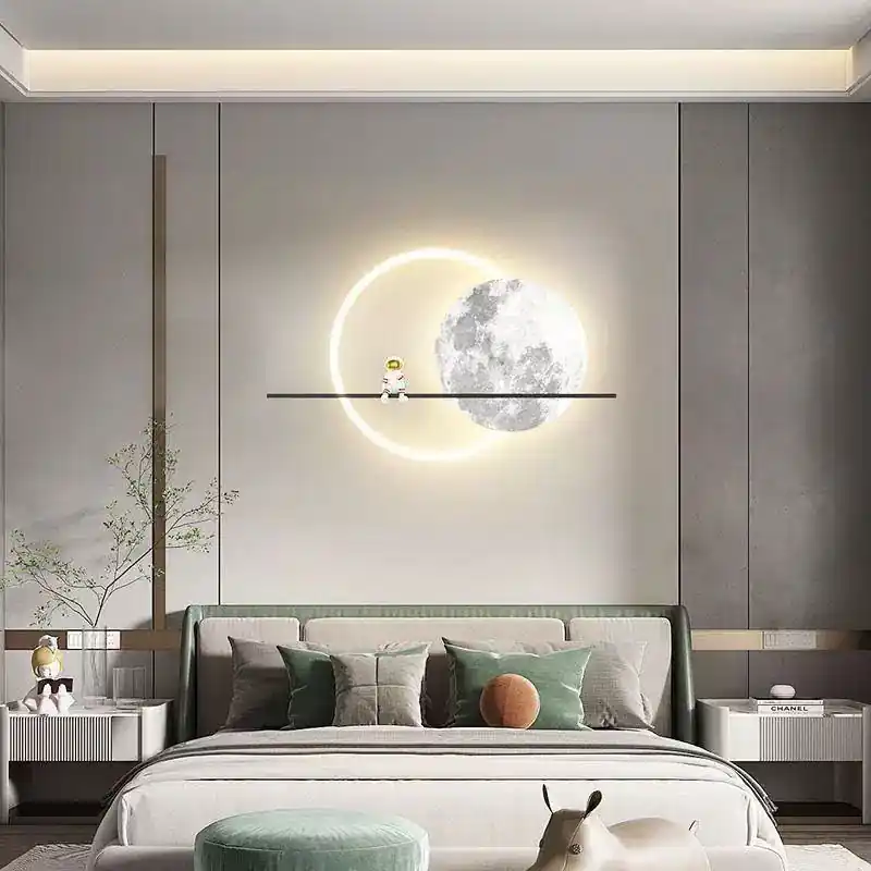 Tablou LED decorativ Spatial – Luna si Astronaut Promoție