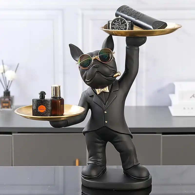 Decoratiune suport (figurina) Dog Butler Negru LDP4090 Chilipir