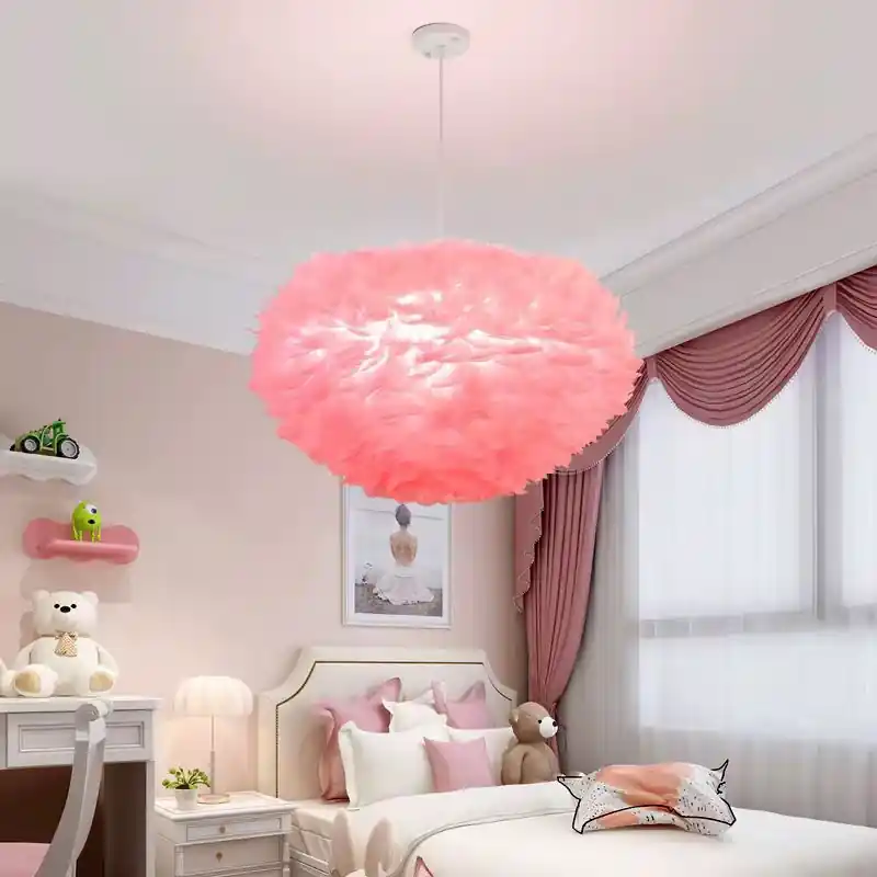 Ofertă specială Candelabru cu pene naturale Puff Mini Roz