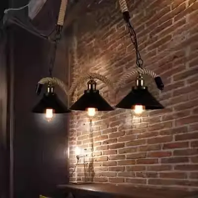 Ieftin Candelabru Rustic Industrial Rope 3 Negru (Sfoara)