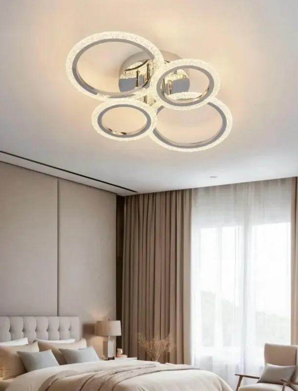Lustra LED dormitor 72W Rings 4 Cercuri Argintiu Glam Reducere