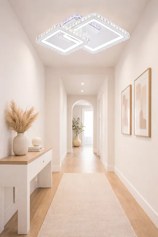 Lustra LED 72W Cristal 2 Patrate Alb RGB, Telecomanda Ofertă limitată
