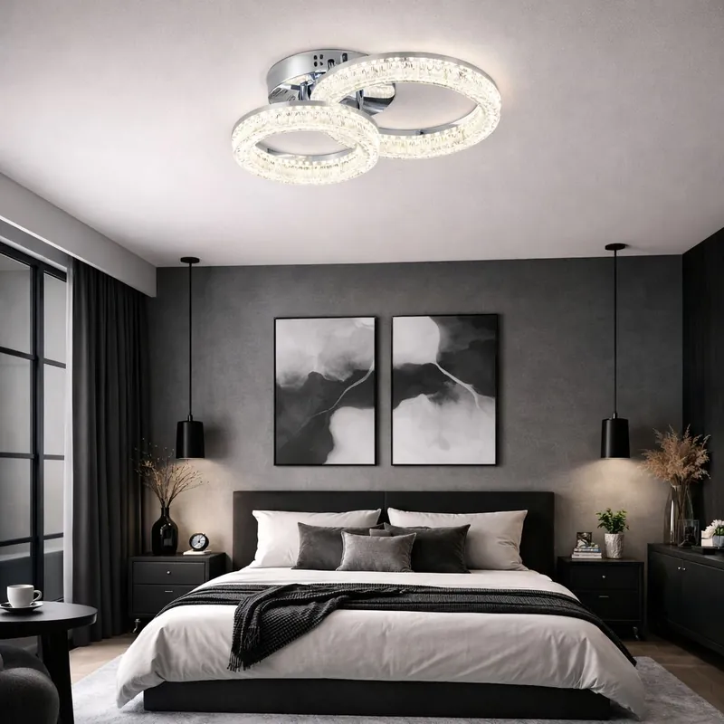 Ieftin Lustra LED 42W Rings 2 Cercuri Glam Argintiu