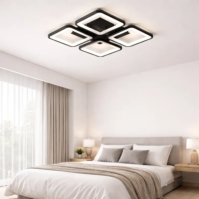 Premium Lustra LED 88W Ceiling 4 Patrate Mini Negru