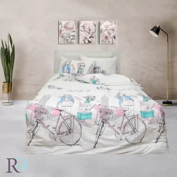 Lenjerie de pat pentru copii, 100% bumbac, tesatura satin, alb / roz, Roxyma Dream Sara Comandă acum