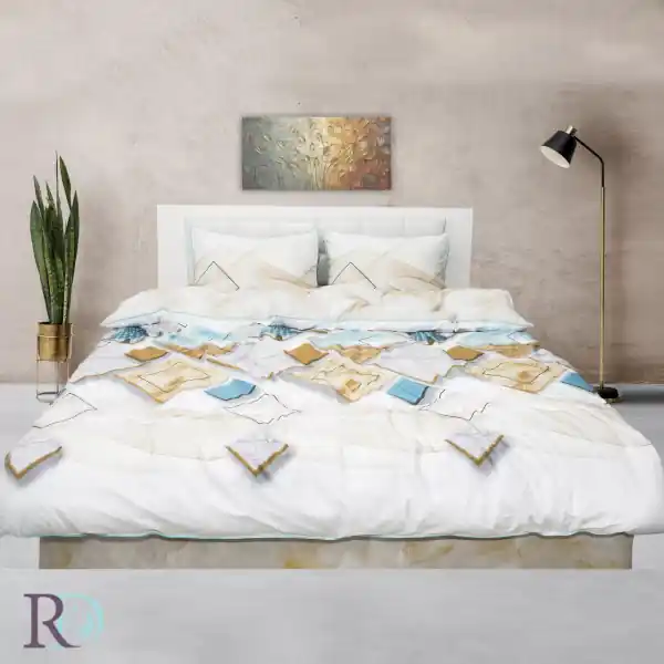 Livrare rapidă Lenjerie de pat, 100% bumbac, tesatura satin, alb / auriu, Roxyma Dream Marble