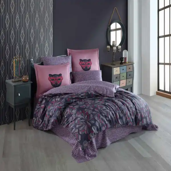 Livrare rapidă Lenjerie de pat, 100% bumbac, tesatura satin, pat 2 persoane, violet, Caprice