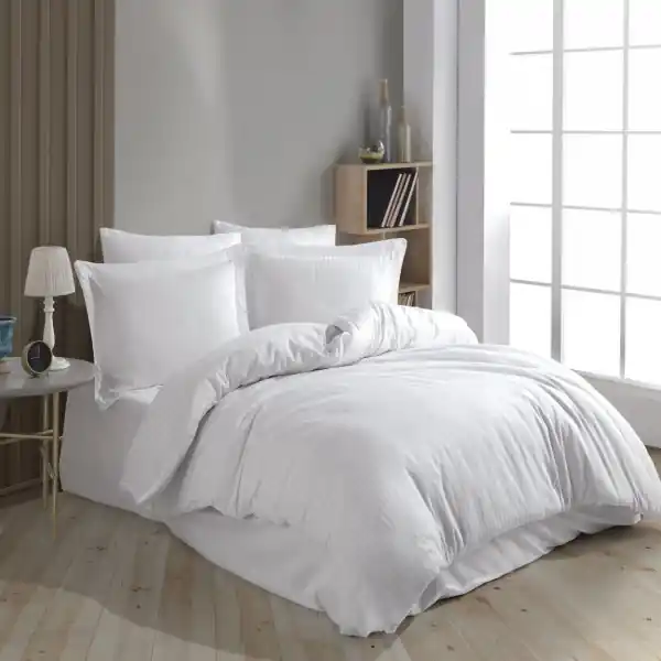 Plată sigură Lenjerie de pat, 100% bumbac, tesatura satin, pat 2 persoane, alb, Diamond Damasc