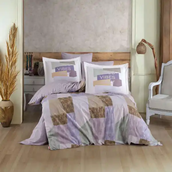Cumpără acum Lenjerie de pat, 100% bumbac, tesatura poplin, pat 2 persoane, lila, Bermuda