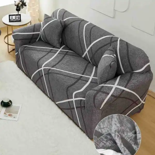 Chilipir Husa elastica moderna pentru canapea 3 locuri, spandex / poliester, gri, HEJ3-55