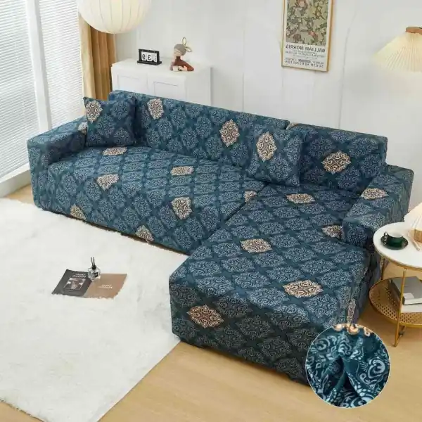 Super ofertă Set huse elastice pentru coltar, albastru inchis, HEJ-58