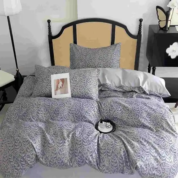 Lenjerie de pat cu 2 fete, tesatura tip finet, pat 1 persoana, gri, 4 piese, Y60-84 Noutate