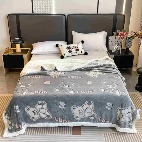 Reduceri JoJo Home, Patura cocolino dubla cu blanita, 200x230 cm, gri, PDBJ-116