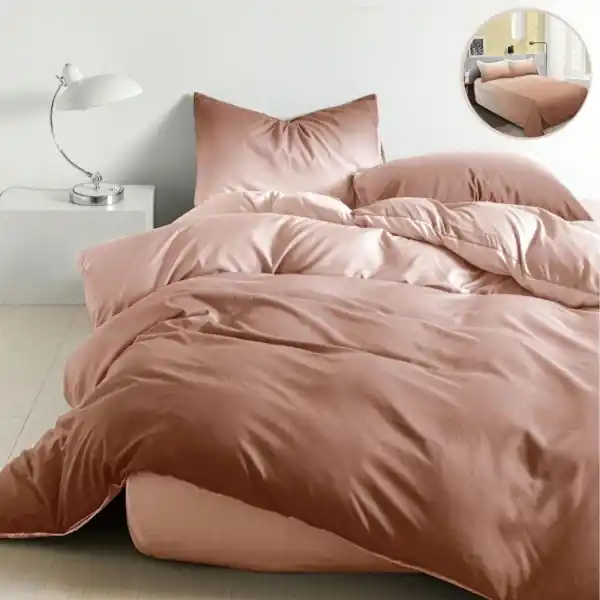 Retur gratuit Lenjerie de pat cu elastic, imprimeu degrade, policoton, pat 1 persoana, 4 piese, roz piersica, LDJ-10