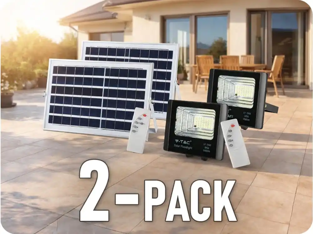 Reflector solar LED cu panou solar de 12W, 550Lm, IP65, 5000mAh/2-PACK! Ofertă specială