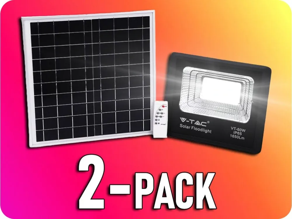 Spot LED solar cu panou solar de 20W, 1650lm, IP65, 10000mAh/2-PACK! Nu rata