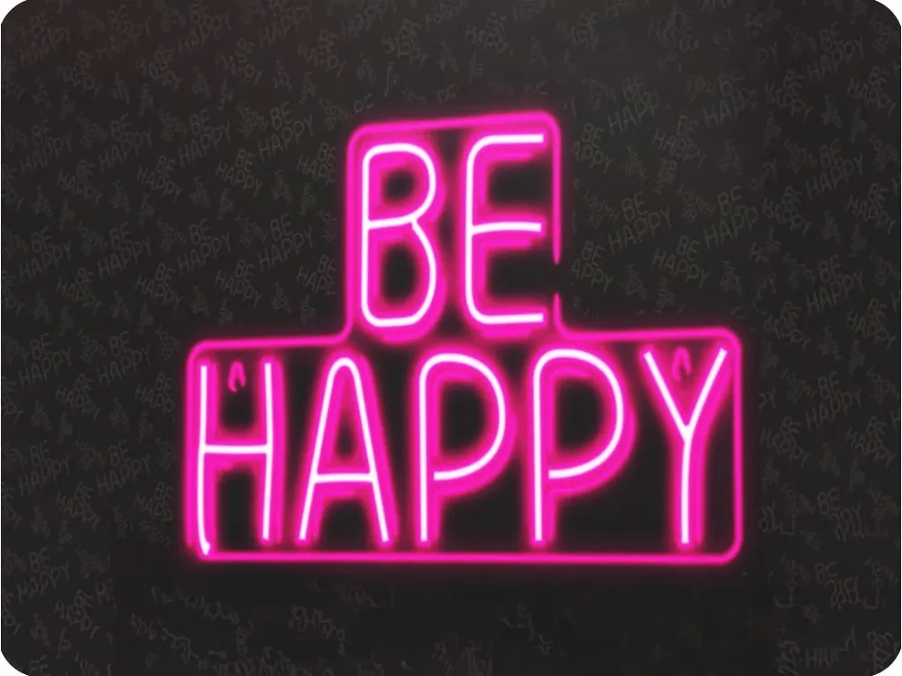 Decor Neolia Neon LED BE HAPPY roz, 5V, USB [RTV100292] Preț redus
