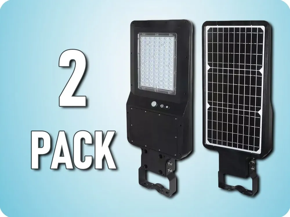 Lumină stradală solară LED 40W, 4800lm (120lm/W), IP65/2-PACK! Discount