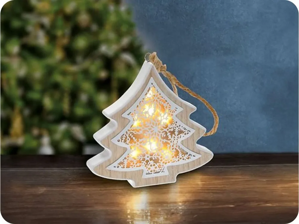 Solight LED brad de Crăciun din lemn decor 6LED alb cald 2xAAA (1V45-T) Plată sigură