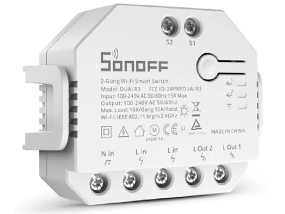 Comutator Wi-Fi inteligent Sonoff Dual R3 Lite, AC 100-240V, 3300W/15A 2200W/10A Preț mic