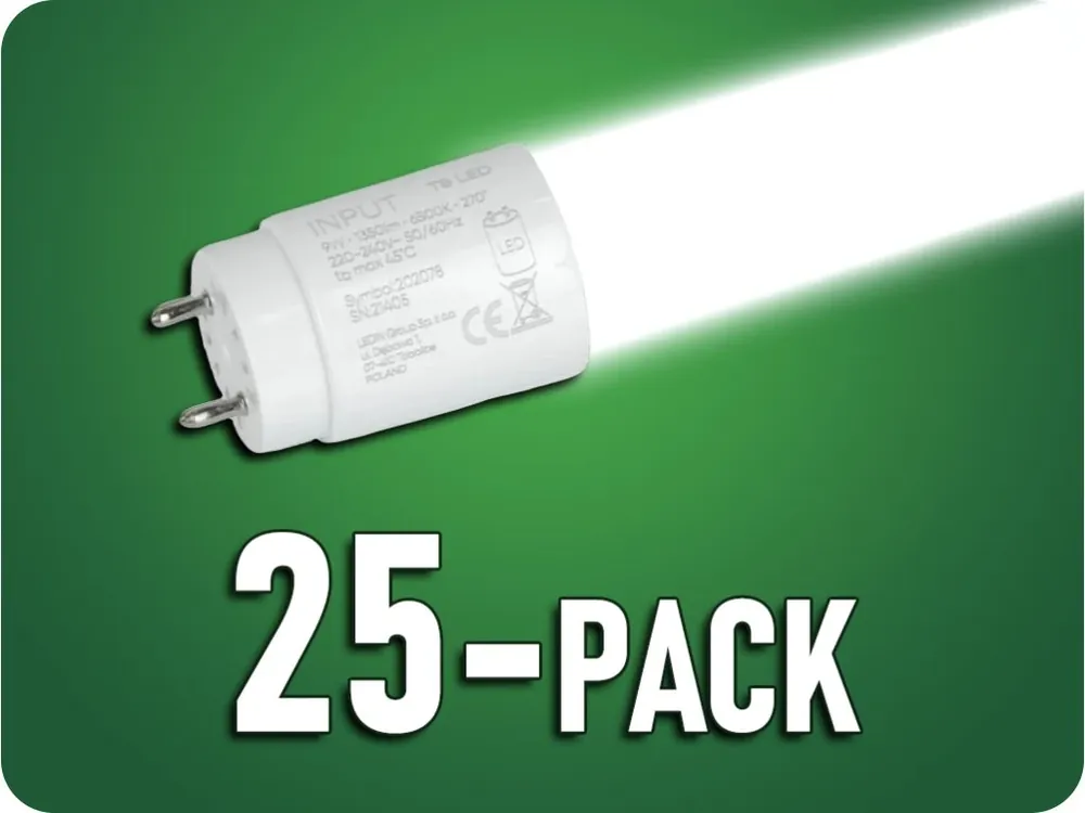 Retur ușor Tub LED PRIME de înaltă luminozitate 60cm, T8, 9W, 1350lm, G13, sticlă/25-PACK!