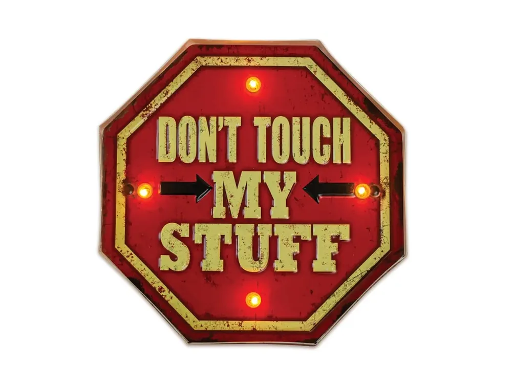 Reducere Semn metal retro LED Forever Light Don’t Touch My Stuff [RTV100464]