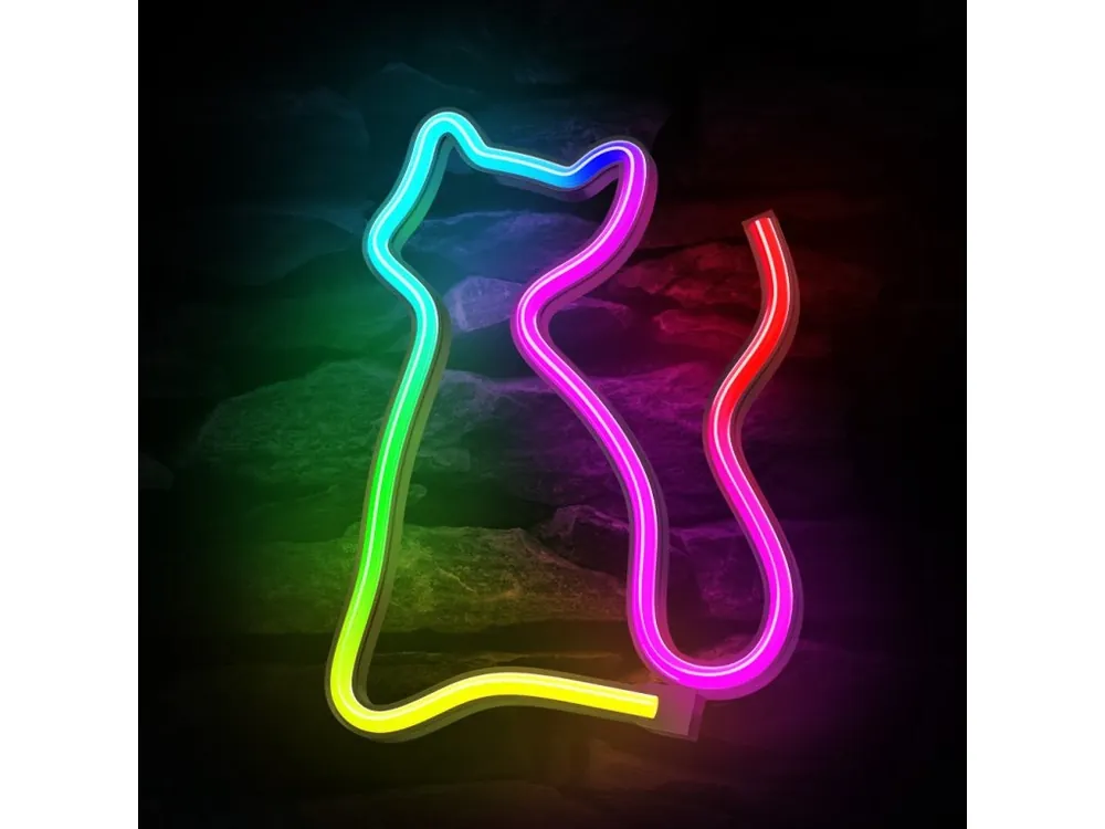 Expediere rapidă Forever light Neon LED decor CAT multicolor, 3xAA/USB [RTV100440]