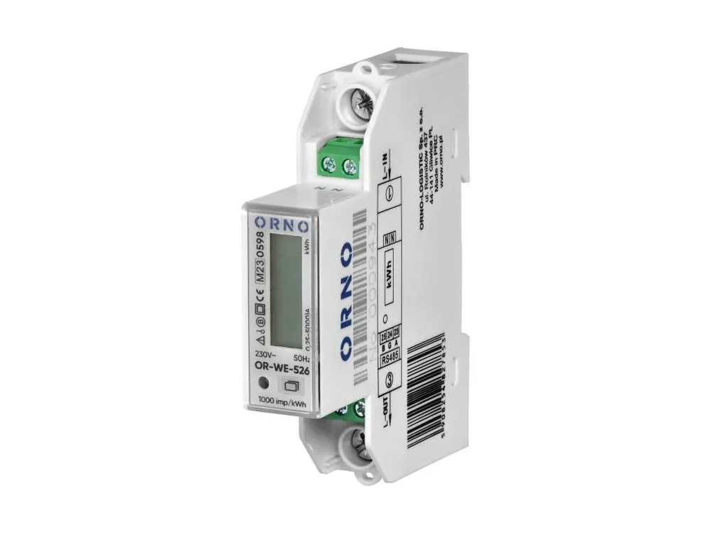 Contor de energie electrică monofazat 100A, multi-tarif, port RS-485, MID, 1 modul, DIN TH-35mm, PV [OR-WE-526] Calitate înaltă