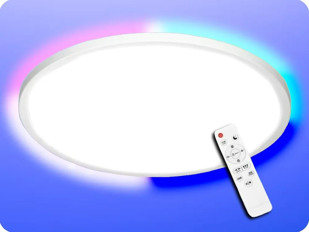 Cumpără online Plafoniera LED ORNO cu telecomanda, 36W, 3500lm, RGB+CCT, IP20 [AD-PL-6514WLZM/CCT]