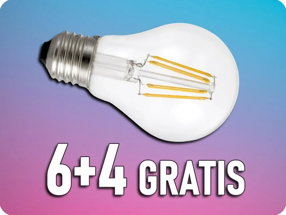Cel mai bun preț Bec LED retro E27, 4W, 340lm, ultra cald 1800K, 6+4 gratis! [WOJ+14654]