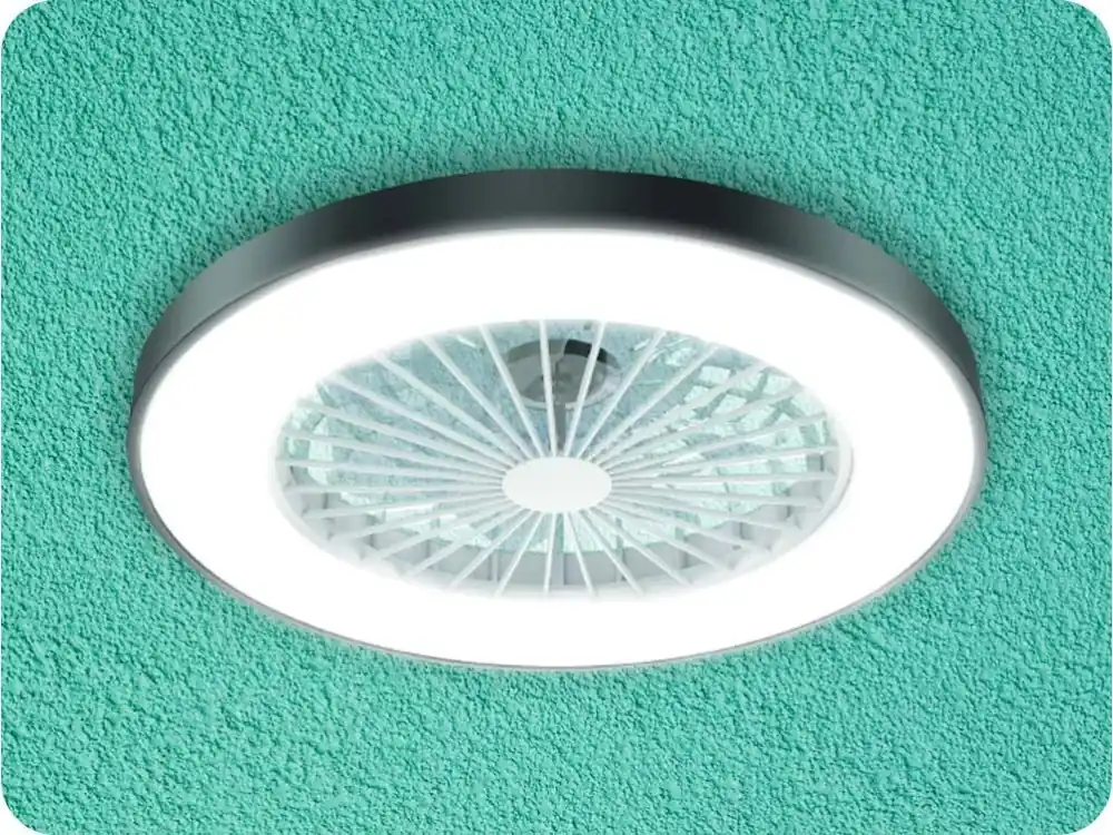 Ventilator de tavan 22W cu lumină LED 36W, cu telecomandă, CCT, 6 viteze, negru [FANOKBL10G] Lichidare de stoc