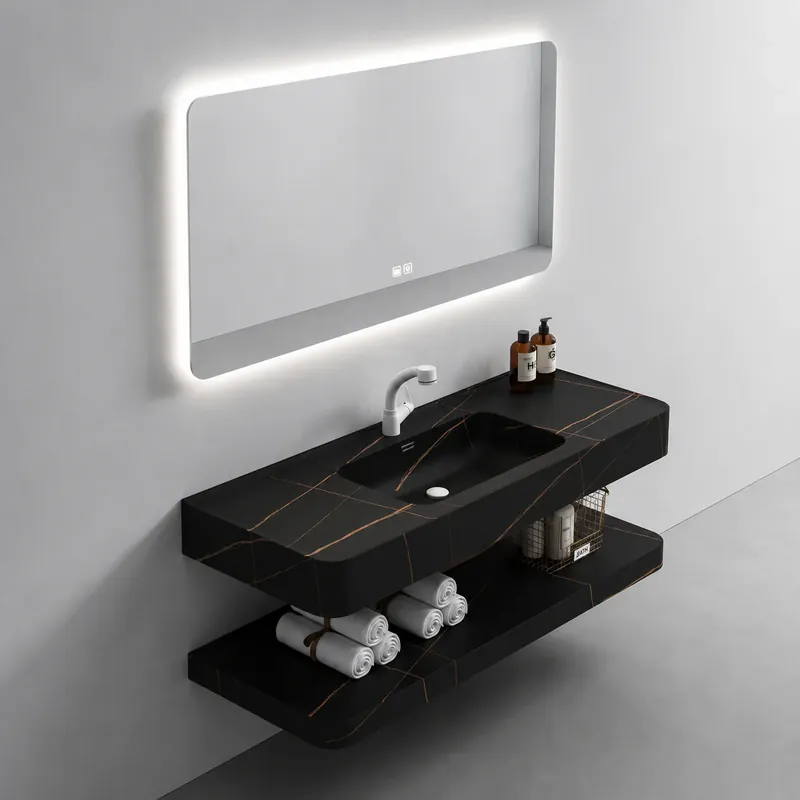 Discount Set Mobilier KRISS pentru Baie, 60cm, 3 Piese, Negru
