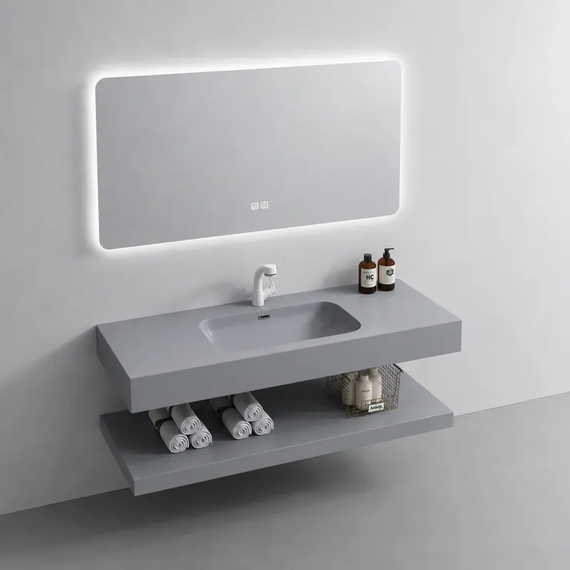 Retur ușor Set Mobilier KROSS pentru Baie, 80cm, 3 Piese, Gri