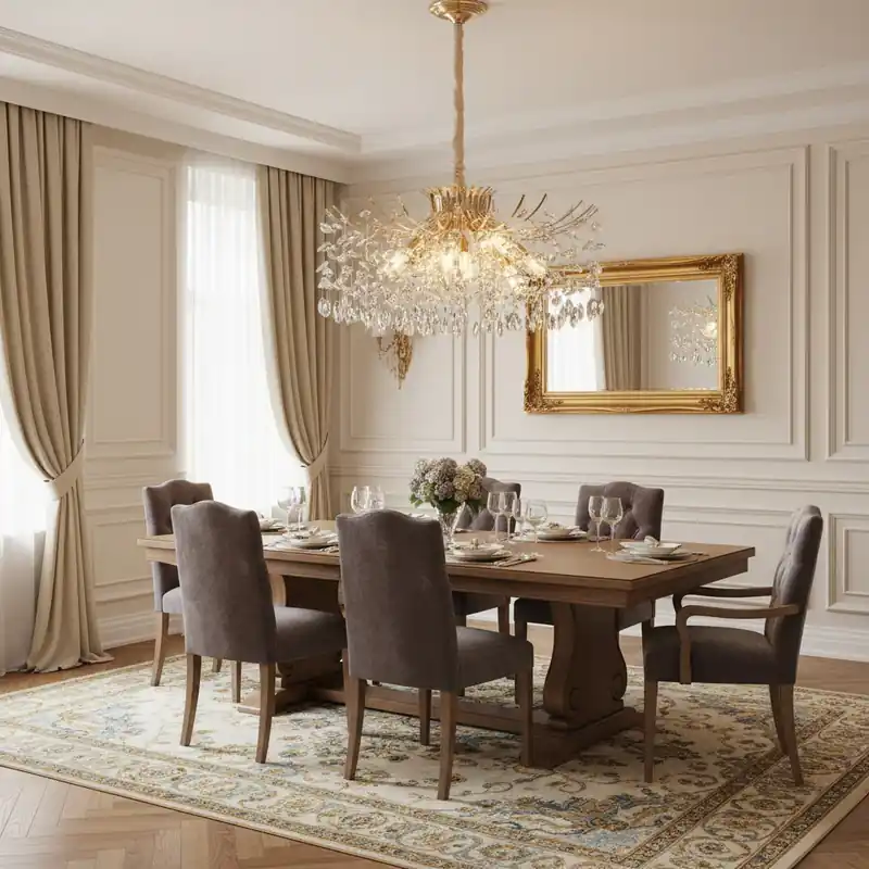 Candelabru Cristal PROWES Regalis, 14xE14, D80 cm, Auriu, Inaltime Reglabila, Metal si Cristal Ofertă de sezon