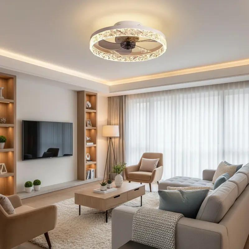 Lustra LED VEYA cu Telecomanda, 38W, D50cm, Lumina Rece/Neutra/Calda, Metal si Plastic, Alb Premium