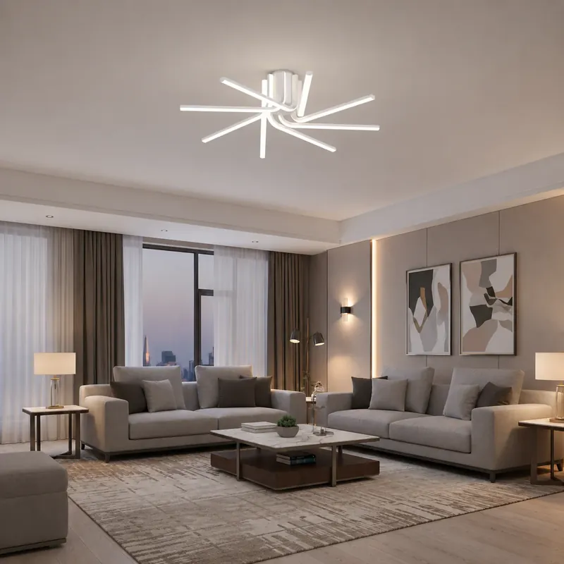 Lustra LED cu telecomanda IBANE, 8 surse, 3000K/4000K/6000K, 144W, Metal și Silicon, Alb Doar azi