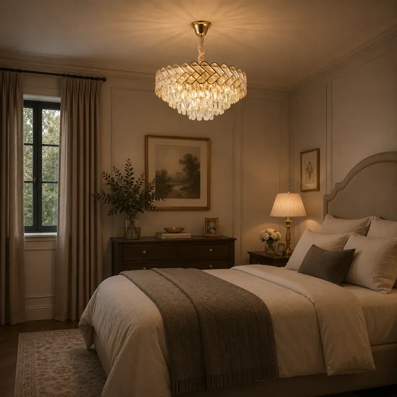 Ieftin Candelabru Cristal VECTOR Eleganza 8xE14, Diametru 48cm, Auriu Lucios, Inaltime Reglabila, Metal si Cristal