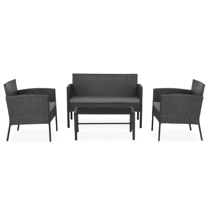 Livrare expres Set mobilier poliratan pentru terasa si gradina, 2 fotolii, canapea si masuta Laredo