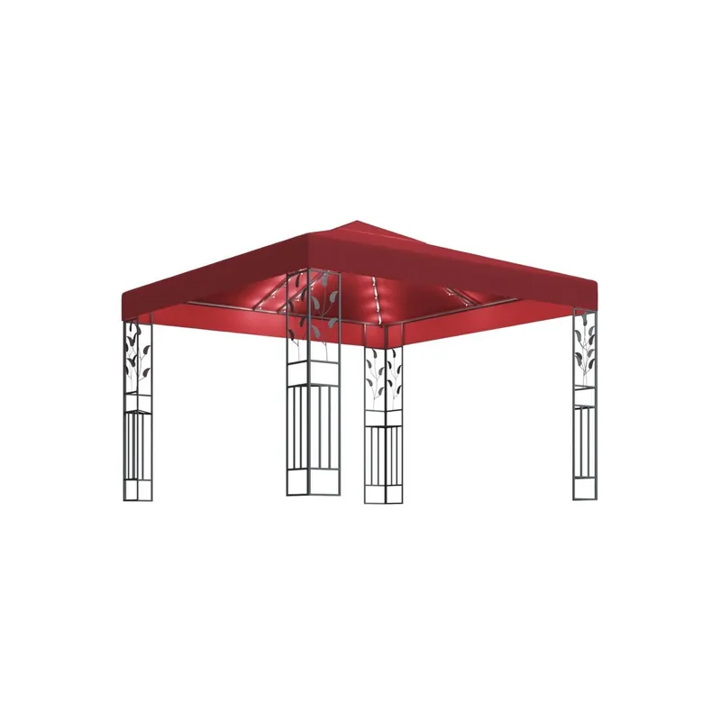 Pavilion 3x3m cu sir de lumini LED, roșu Preț promoțional