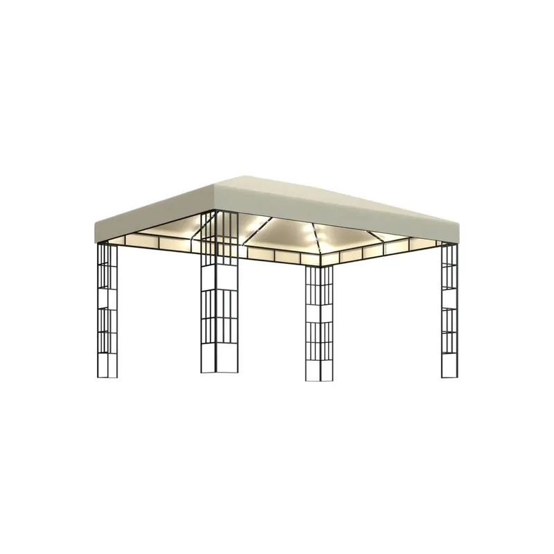 Ultima șansă Pavilion cu sir de lumini LED, crem, 3x4 m